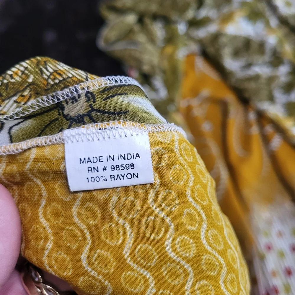 Kariza Yellow and Green A-Line Midi Skirt Or Beach Cover - Picture 16 of 16